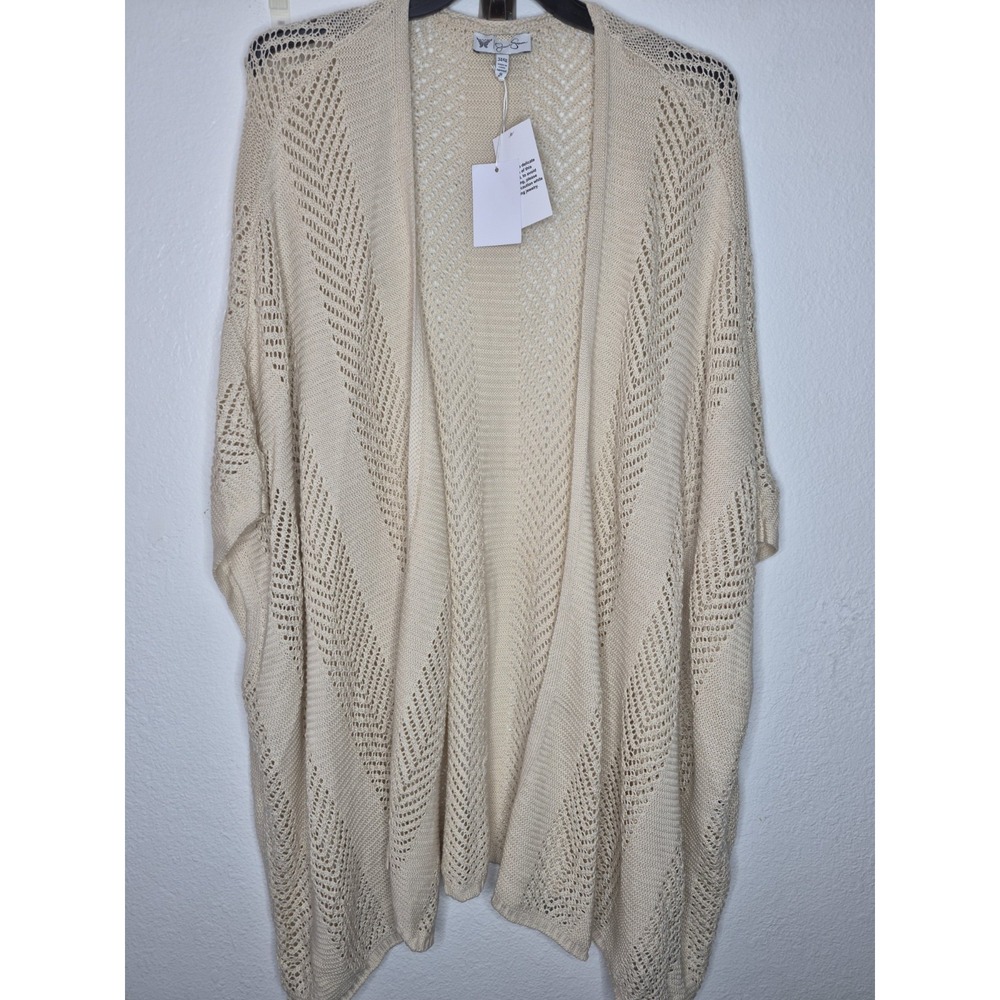 NWT Jessica Simpson Knit Kimono Parchment Cream Open Front Sweater Womens 3X 4X